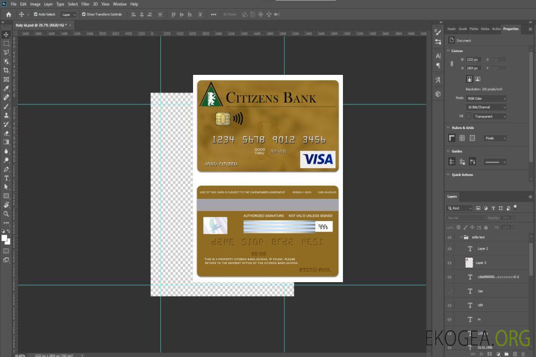 Carte Visa Gold de la Guyana Citizens Bank template Carte Visa Gold de la Guyana Citizens Bank template